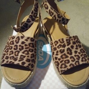 Soda Ankle Strap Espadrilles Cheetah Sandals